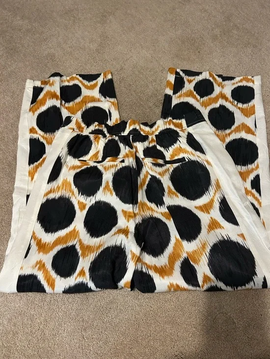 Maeve Anthropologie Printed Wide Leg Pants Black Mustard Ikat Sz 2 Boho NWOT - Picture 6 of 7